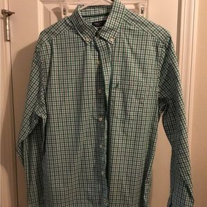 Green button down
